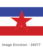 #34077 Clip Art Graphic Of The Red Star On The Blue White And Red Sfr Yugoslavia Flag