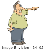 #34102 Clip Art Graphic Of A Mad Man Pointing And Screaming At Solicitors Missionaries Or Trespassers