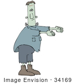 #34169 Clip Art Graphic Of A Zombie Frankenstein Walking With His Arms Out