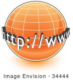 #34444 Clip Art Graphic of an Orange Internet Globe With Http Www On It by Jester Arts