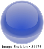 #34476 Clip Art Graphic Of A Blue Shiny Globe Reflecting Light