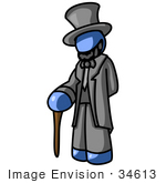 #34613 Clip Art Graphic Of A Blue Guy Character Dressed As Abraham Lincoln