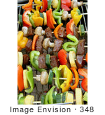 #348 Photo Of Veggies And Meat On Skewers On A Bbq