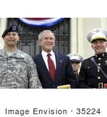 #35224 Stock Photo Of President George W Bush Posing With Wounded Service Members During The Walter Reed National Military Medical Center Ground Breaking Ceremony Held At Bethesda Naval Hospital