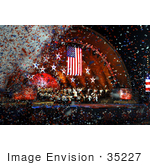 #35227 Stock Photo Of Confetti Falling Around An American Flag At A Concert