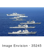 #35245 Stock Photo Of American Canadian And Japanese Navy Ships Transit The Pacific Ocean