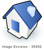 #35452 Clip Art Graphic Of A Blue And White Home