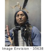 #35638 Stock Photo Of A Native American Named Left Hand Bear Oglala Indian Chief Wearing A Breast Plate And Looking Off To The Right