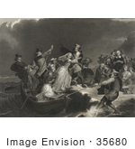 #35680 Stock Illustration Of The Landing Of The Pilgrims At Plymouth Rock Men Assisting Women Ashore