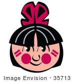 #35713 Clip Art Graphic Of A Smiling Native American Indian Boy With Red Feathers Black Hair And Face Paint