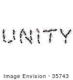 #35743 Clip Art Graphic Of Black Ants Forming The Letters In The Word Unity