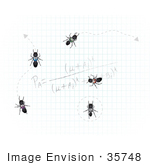 #35748 Clip Art Graphic Of Invading Sugar Ants Crawling Along A Calculation On Graph Paper