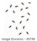 #35756 Clip Art Graphic Of A Group Of Brown Ants Communicating Over A Graph