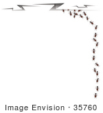 #35760 Clip Art Graphic Of Sneaky Ants Running Off Into Cracks