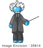 #35814 Clip Art Graphic Of A Sky Blue Guy Character As Einstein