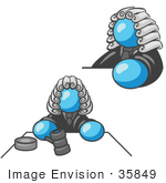 #35849 Clip Art Graphic Of A Sky Blue Guy Character Judge