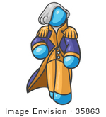 #35863 Clip Art Graphic Of A Sky Blue Guy Character As George Washington