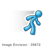 #35872 Clip Art Graphic Of A Sky Blue Guy Character Running