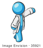 #35921 Clip Art Graphic Of A Sky Blue Guy Character Doctor