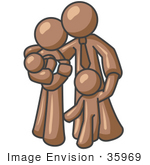 #35969 Clip Art Graphic Of A Brown Guy Character Family
