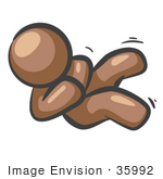 #35992 Clip Art Graphic Of A Brown Guy Character Rolling Around And Giggling