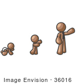 #36016 Clip Art Graphic Of A Brown Guy Character Growing From A Baby To A Man