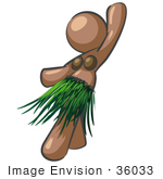 #36033 Clip Art Graphic Of A Brown Lady Character Hula Dancing