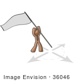 #36046 Clip Art Graphic Of A Brown Guy Character Putting A Flag In The Ground