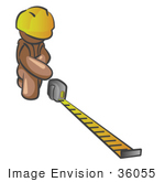 #36055 Clip Art Graphic Of A Brown Guy Character Measuring
