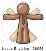 #36056 Clip Art Graphic Of A Brown Guy Character Vitruvian Man