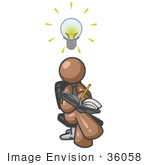 #36058 Clip Art Graphic Of A Brown Guy Character Jotting Ideas Down In A Notebook