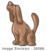 #36066 Clip Art Graphic Of A Brown Dog Howling