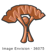 #36075 Clip Art Graphic Of A Brown Guy Character Holding Www