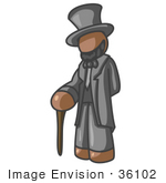 #36102 Clip Art Graphic Of A Brown Guy Character As Abraham Lincoln
