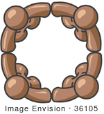 #36105 Clip Art Graphic Of Brown Guy Characters In A Circle