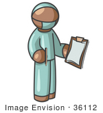 #36112 Clip Art Graphic Of A Brown Guy Character Surgeon