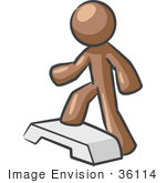 #36114 Clip Art Graphic Of A Brown Guy Character Stepping In A Gym