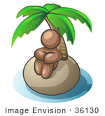 #36130 Clip Art Graphic Of A Brown Guy Character On An Island