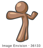 #36133 Clip Art Graphic Of A Brown Guy Character Punching