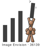 #36139 Clip Art Graphic Of Brown Guy Characters In A Bar Graph