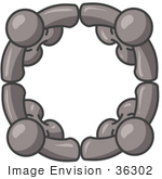 #36302 Clip Art Graphic Of Grey Guy Characters Forming A Circle