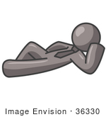 #36330 Clip Art Graphic Of A Grey Guy Character Lying Down