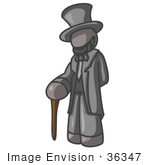 #36347 Clip Art Graphic Of A Grey Guy Character As Abraham Lincoln