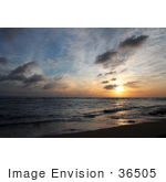 #36505 Stock Photo Of A Sunset Seascape With An Orange Burst In The Sky Poipu Kauai Hawaii