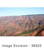 #36523 Stock Photo Of Red Walls And Cliffs Of The Waimea Canyon Kauai Hawaii