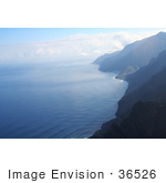 #36526 Stock Photo Of The Na Pali Coastline With Rippling Blue Waters Of The Pacific Ocean