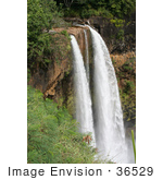 #36529 Stock Photo Of Water Of The Wailua River Forming The Wailua Falls As It Flows Over The Red Cliffs Kauai Hawaii