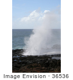 #36536 Stock Photo Of Spouting Horn Spurting Up Water Against A Backdrop Of The Pacific Ocean Poipu Kauai Hawaii