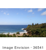 #36541 Stock Photo Of A View Of The Bridge In Allerton Garden Along The Coast Of Lawai Bay South Kauai Hawaii