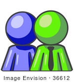 #36612 Clip Art Graphic Of A Lime Green Guy Character With A Blue Employee
